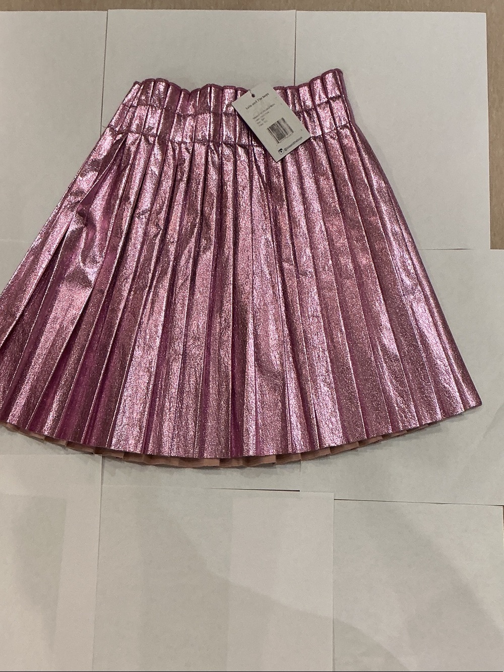 Metallic Pleated Pink Women's Skirt